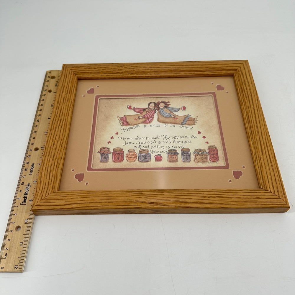 Anna Scott Framed Art Happiness is Like Jam Vintage Oak Wood Frame Wall Decor - Picture 8 of 8